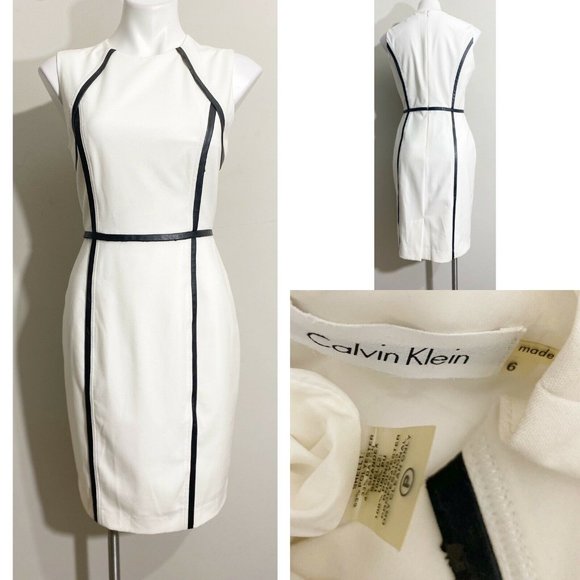Calvin Klein Dresses & Skirts - Calvin Klein 6 white faux leather trim Dress